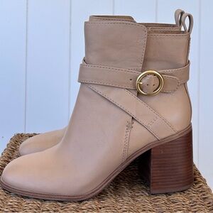 Crown Vintage Courla Leather Ankle Bootie Block‎ Heels Side Zip Size 11M